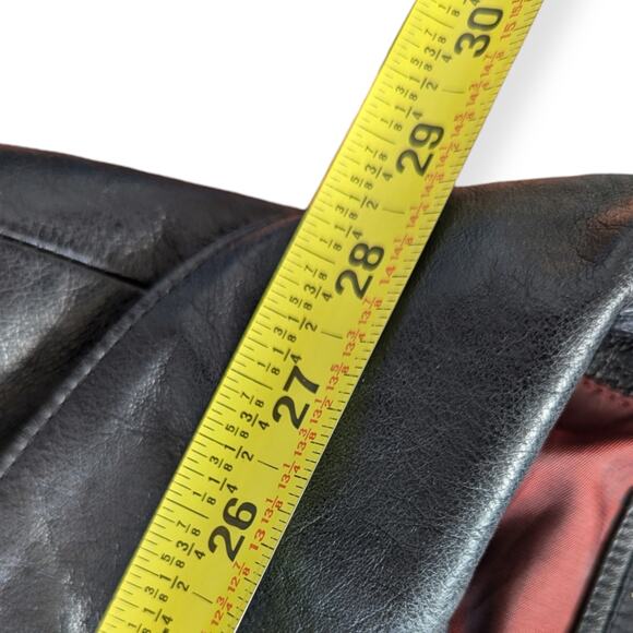 Vintage 90s WILSON Women's L Leather 3-button Long sleeve Jacket Black Retro - Picture 7 of 10